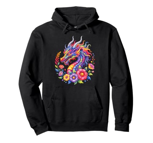 Drachenblumen Buntes Aquarell Schöne Kunst Damen Herren Pullover Hoodie Drachenblumen Buntes Aquarell Schöne Kunst Damen Herren Pullover Hoodie von Colorful Dragon Flowers Clothing For Kids Girls