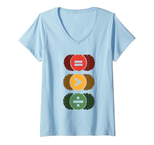 Damen Equality Greater Than Division Math Symbols STEM Education T-Shirt mit V-Ausschnitt Damen Equality Greater Than Division Math Symbols STEM Education T-Shirt mit V-Ausschnitt von Colorful Emblems Mit Equality Division Greater