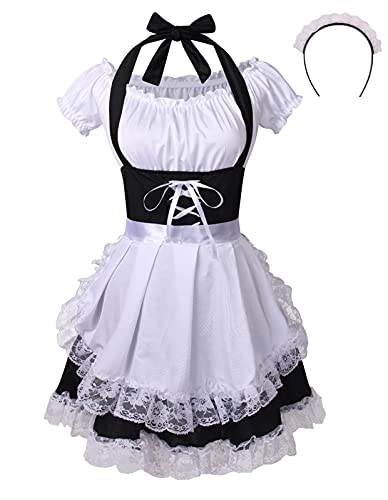 Colorful House Damen Anime Cosplay Französische Schürze Dienstmädchen-Kostüm - Schwarz - Medium von Colorful House