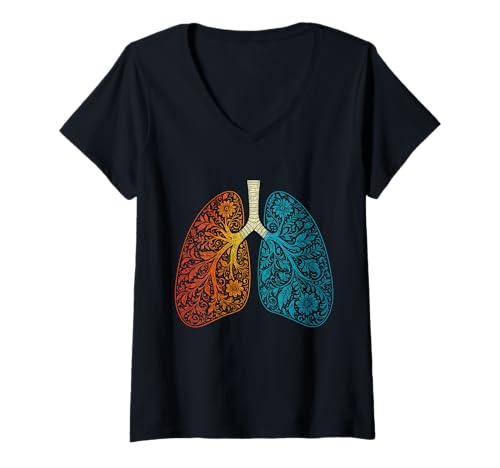 Damen Einatmen und Ausatmen Bunte menschliche Anatomie T-Shirt mit V-Ausschnitt Damen Einatmen und Ausatmen Bunte menschliche Anatomie T-Shirt mit V-Ausschnitt von Colorful Human Anatomy art