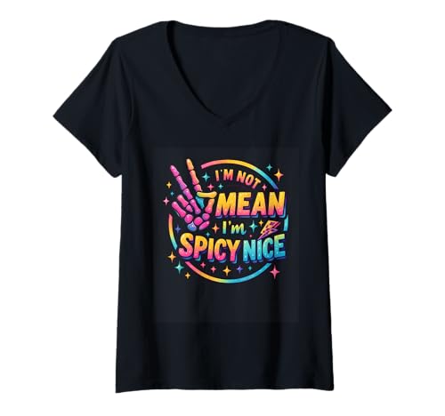 Damen Ich Bin Nicht gemein, ich Bin scharf Nette Aussage T-Shirt mit V-Ausschnitt Damen Ich Bin Nicht gemein, ich Bin scharf Nette Aussage T-Shirt mit V-Ausschnitt von Colorful Humor Statements for Bold Fun