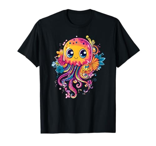 Niedliche Quallen mit Blumen für Kinder, Ozeanfreund T-Shirt Niedliche Quallen mit Blumen für Kinder, Ozeanfreund T-Shirt von Colorful Jellyfish Floral Fantasy Delightful Ocean