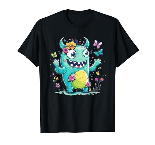 Niedliches Monster mit Blumen I Kids Monster T-Shirt Niedliches Monster mit Blumen I Kids Monster T-Shirt von Colorful Monster Art