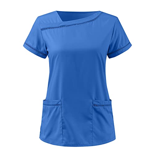 COLORFUL Damen Care Workers T-Shirt Tops Kurzarm mit Tasche, Medizinische Uniformen Unisex Top Krankenschwester Krankenhaus Berufskleidung von Colorful Outdoor