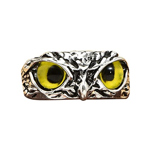 Colorful Einstellbar Eule Tail Ring Blaue Augen Owl Fingerring Owl Multicolor Retro Eye Ring für Herren Damen (Gelb) von Colorful Outdoor