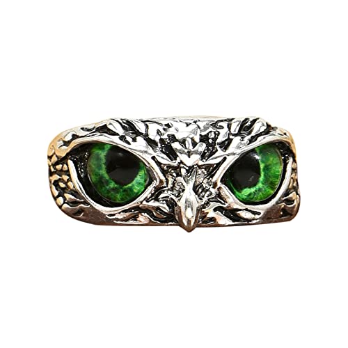 Colorful Einstellbar Eule Tail Ring Blaue Augen Owl Fingerring Owl Multicolor Retro Eye Ring für Herren Damen (Gravn) von Colorful Outdoor