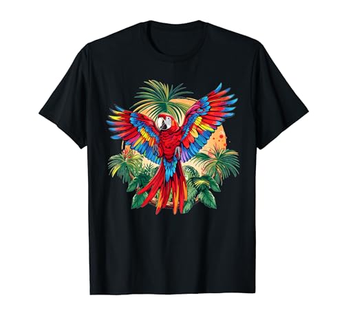 Süßer Papagei mit Blumen I Kids Papagei T-Shirt von Colorful Parrot Art I Cartoon Parrot Bird
