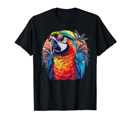 Süßer Papagei mit Sonnenbrille I Kids Parrot T-Shirt von Colorful Parrot Art I Cartoon Parrot Bird