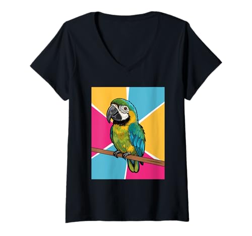Damen Der flüsternde Papagei von Paradise Island T-Shirt mit V-Ausschnitt Damen Der flüsternde Papagei von Paradise Island T-Shirt mit V-Ausschnitt von Colorful Parrot Tropical Bird Pet