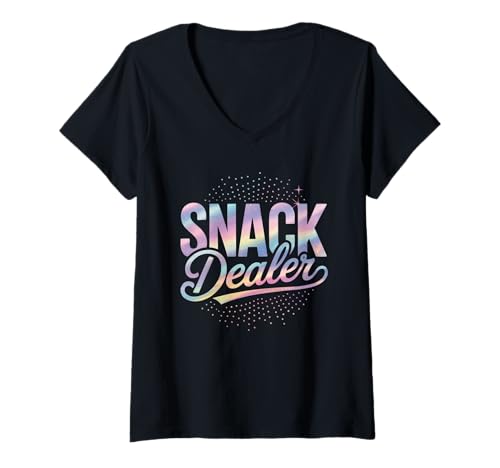 Damen Lustiger Snack Dealer Spruch Humorvoller Essensliebhaber Frauen Männer T-Shirt mit V-Ausschnitt von Colorful Pastel Snacks Teacher Mom Candy Humor