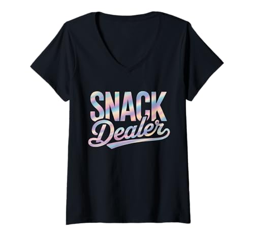 Damen Lustiger Snack Dealer Spruch Humorvoller Essensliebhaber Frauen Männer T-Shirt mit V-Ausschnitt von Colorful Pastel Snacks Teacher Mom Candy Humor