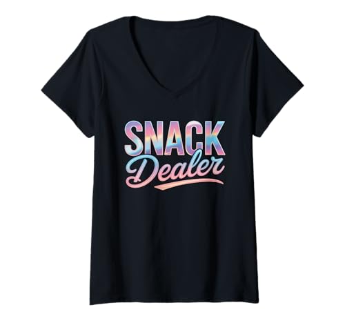 Damen Lustiger Snack Dealer Spruch Humorvoller Essensliebhaber Frauen Männer T-Shirt mit V-Ausschnitt von Colorful Pastel Snacks Teacher Mom Candy Humor