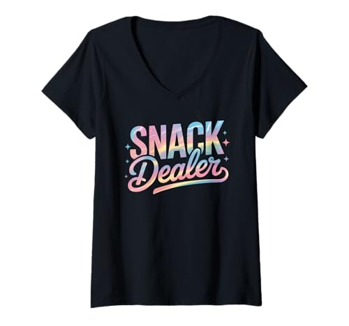 Damen Lustiger Snack Dealer Spruch Humorvoller Essensliebhaber Frauen Männer T-Shirt mit V-Ausschnitt von Colorful Pastel Snacks Teacher Mom Candy Humor