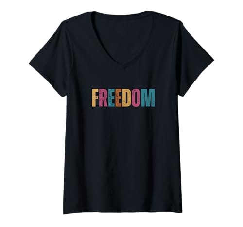 Damen Freiheit T-Shirt mit V-Ausschnitt Damen Freiheit T-Shirt mit V-Ausschnitt von Colorful Patriotic