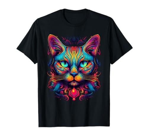 Bunte Katze | Psychedelische Kunst Trippy Hippie Mädchen Männer Frauen T-Shirt von Colorful Psychedelic Art Animals Tees and Gifts