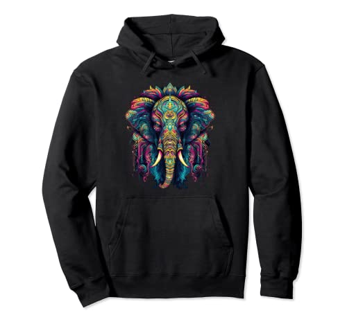 Bunter Elefant | psychedelische Kunst Trippy Hippie Herren Damen Pullover Hoodie von Colorful Psychedelic Art Animals Tees and Gifts