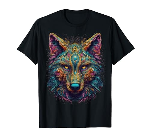 Colorful Wolf | Psychedelic Art Trippy Hippie Männer Frauen T-Shirt Colorful Wolf | Psychedelic Art Trippy Hippie Männer Frauen T-Shirt von Colorful Psychedelic Art Animals Tees and Gifts