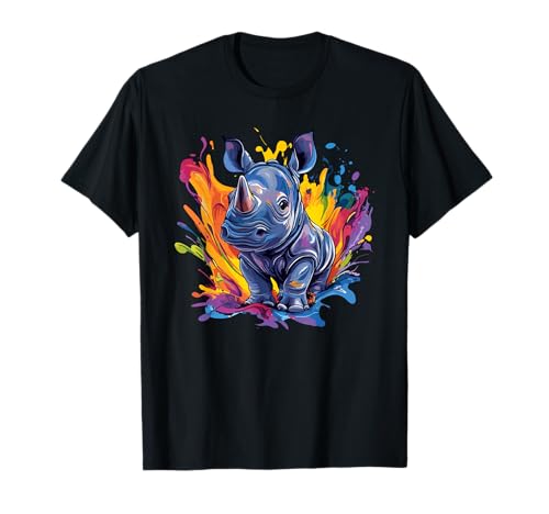 Vibrant Baby Nashorn Splash With Colors T-Shirt Vibrant Baby Nashorn Splash With Colors T-Shirt von Colorful Rhino Wildlife Art Splash