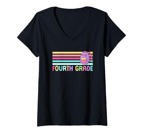 Damen Schulrucksack Fourth Grade Rainbow Lines T-Shirt mit V-Ausschnitt Damen Schulrucksack Fourth Grade Rainbow Lines T-Shirt mit V-Ausschnitt von Colorful School Backpack Fun Learning Fourth Grade