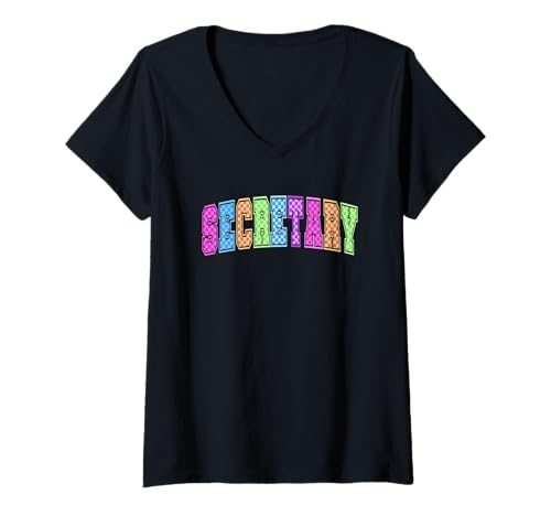 Damen Sekretärin Wertschätzung buntes Design T-Shirt mit V-Ausschnitt Damen Sekretärin Wertschätzung buntes Design T-Shirt mit V-Ausschnitt von Colorful Secretary Appreciation Design