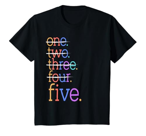 Kinder Five Crossed Out 5th Birthday Design 5-Year-Old T-Shirt Kinder Five Crossed Out 5th Birthday Design 5-Year-Old T-Shirt von Colorful Strike-Through 5th Birthday Design