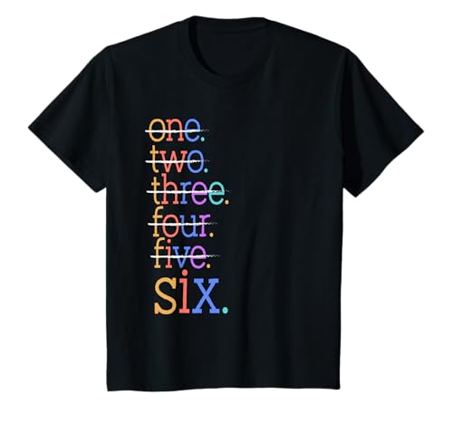 Kinder Six Crossed Out 6th Birthday Design 6-Year-Old T-Shirt Kinder Six Crossed Out 6th Birthday Design 6-Year-Old T-Shirt von Colorful Strike-Through 6th Birthday Design