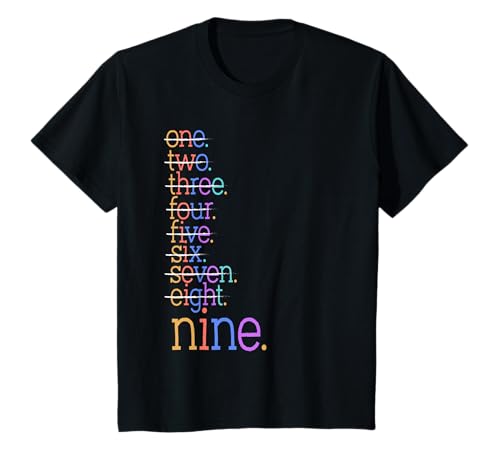 Kinder Nine Crossed Out 9th Birthday Design 9-Year-Old T-Shirt Kinder Nine Crossed Out 9th Birthday Design 9-Year-Old T-Shirt von Colorful Strike-Through 9th Birthday Design