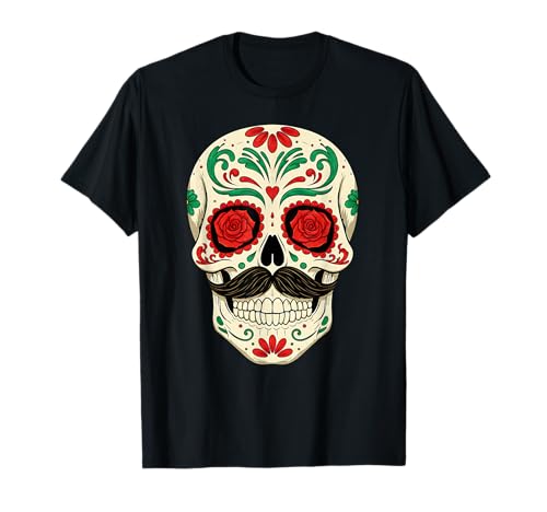 Mexikanischer Totenkopf Kunst Halloween und Oktoberfest Stil für Männer T-Shirt von Colorful Sugar Skull for Festival Season For Women
