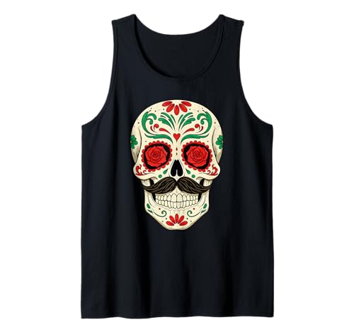 Mexikanischer Totenkopf Kunst Halloween und Oktoberfest Stil für Männer Tank Top von Colorful Sugar Skull for Festival Season For Women
