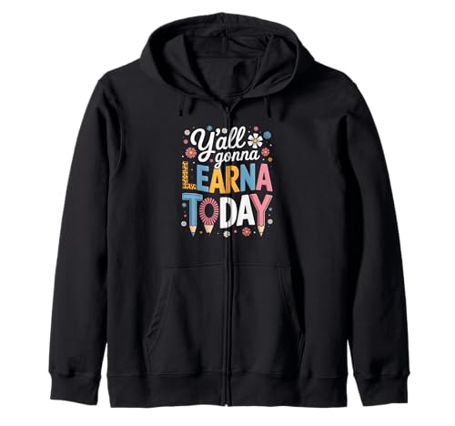 Lustiger Spruch Y'all Gonna Learn Today Leopard Bleistift Frauen Kapuzenjacke Lustiger Spruch Y'all Gonna Learn Today Leopard Bleistift Frauen Kapuzenjacke von Colorful Teacher Humor Moms Classroom Floral Quote