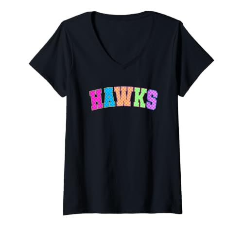Damen Fans von Hawks Team Spirit Pride T-Shirt mit V-Ausschnitt Damen Fans von Hawks Team Spirit Pride T-Shirt mit V-Ausschnitt von Colorful Team Sports Enthusiast