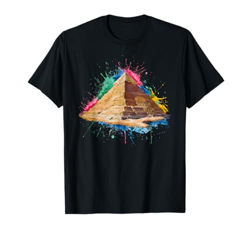 Pyramide Herren Damen Bunte Aquarell Ägyptische Pyramide T-Shirt von Colorful Watercolor Ancient Egypt Pyramid