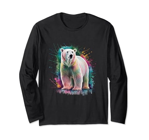 Eisbär Herren Damen Bunt Aquarell Eisbär Langarmshirt von Colorful Watercolor Animal Designs