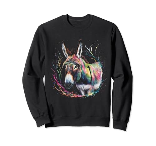 Esel Herren Frau Bunt Aquarell Esel Sweatshirt von Colorful Watercolor Animal Designs