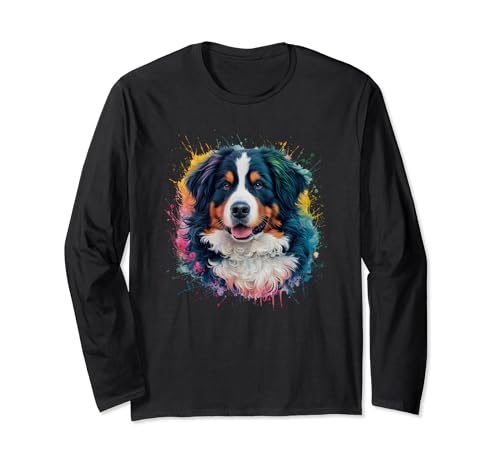 Herren Damen Bunt Aquarell Berner Sennenhund Langarmshirt Herren Damen Bunt Aquarell Berner Sennenhund Langarmshirt von Colorful Watercolor Bernese Mountain Dog Mom Dad