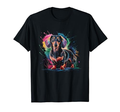 Herren Damen Bunte Aquarell Dackel T-Shirt Herren Damen Bunte Aquarell Dackel T-Shirt von Colorful Watercolor Dachshund Dog