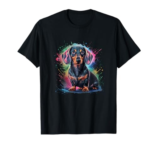 Herren Damen Bunte Aquarell Dackel T-Shirt Herren Damen Bunte Aquarell Dackel T-Shirt von Colorful Watercolor Dachshund Dog