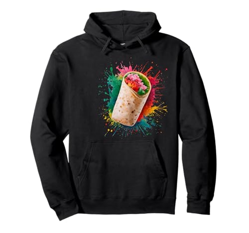 Burrito Herren Damen Bunt Aquarell Burrito Pullover Hoodie von Colorful Watercolor Men Women Burrito