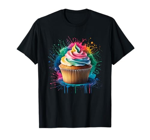 Baker Herren Damen Bunte Aquarell Backen Cupcake T-Shirt von Colorful Watercolor Men Women Cupcake