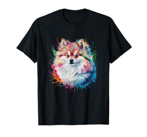 Herren Damen Bunte Aquarell Pomeranian T-Shirt Herren Damen Bunte Aquarell Pomeranian T-Shirt von Colorful Watercolor Pomeranian Dog