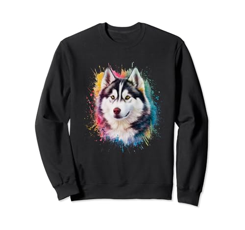 Herren Damen Bunte Aquarell Sibirischer Husky Sweatshirt Herren Damen Bunte Aquarell Sibirischer Husky Sweatshirt von Colorful Watercolor Siberian Husky Dog