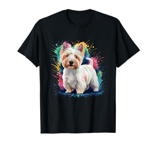 Herren Damen Bunte Aquarell West Highland White Terrier T-Shirt von Colorful Watercolor West Highland White Terrier