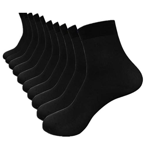 Colorful(TM 10 Paare Bambusfaser Ultra-dünne elastische seidige kurze Seide Strümpfe Männer Socken (Schwarz) von Colorful