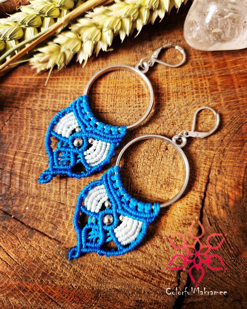 Makramee Macramé Ohrringe Ohrhänger Ohrschmuck Hängeohrringe Ethno Festivalschmuck Hippie Bohemian Makrameeohrringe von ColorfulMakramee