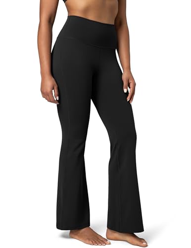 Colorfulkoala Damen Dreamlux Flared Leggings Scrunch Schlaghose Ausgestellte Yogahose High Waist 29.5", Schwarz, XXL von Colorfulkoala