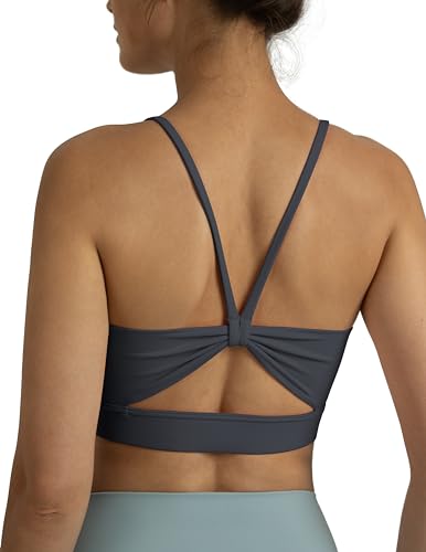 Colorfulkoala Dreamlux Schleife Strappy Sport BH Damen ohne Bügel Gepolstert Leichter Halt für Kleine Brüste, Blau Tinte, M Colorfulkoala Dreamlux Schleife Strappy Sport BH Damen ohne Bügel Gepolstert Leichter Halt für Kleine Brüste, Blau Tinte, M von Colorfulkoala
