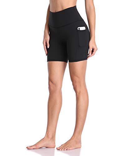 Colorfulkoala Women's High Waisted Biker Shorts mit Taschen 6" Inseam Workout & Yoga Tights (M, Schwarz) von Colorfulkoala