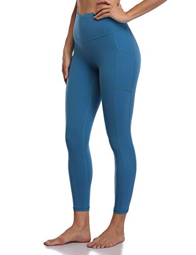 Colorfulkoala 7/8 Leggings Damen mit Taschen High Waist Sportleggings Blickdicht Scrunch Bauchweg Yogahose Sporthose, Klassisch Blau, L von Colorfulkoala