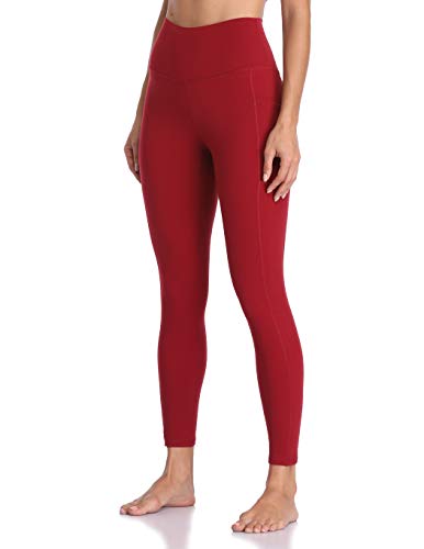 Colorfulkoala 7/8 Leggings Damen mit Taschen High Waist Sportleggings Blickdicht Scrunch Bauchweg Yogahose Sporthose, Rot, L von Colorfulkoala