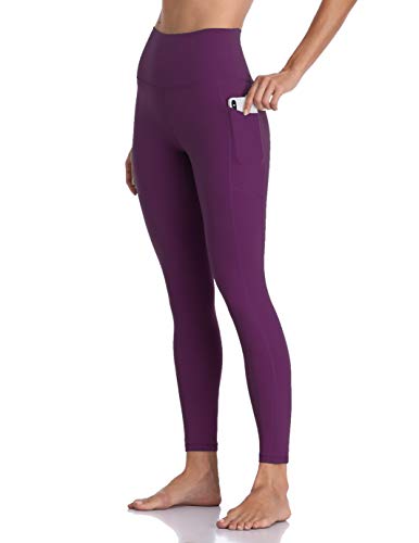 Colorfulkoala 7/8 Leggings Damen mit Taschen High Waist Sportleggings Blickdicht Scrunch Bauchweg Yogahose Sporthose, Tiefes Violett, L von Colorfulkoala